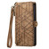 iPhone 15 Pro Geometric Zipper Wallet Side Buckle Leather Phone Case - Brown