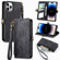 iPhone 15 Pro Geometric Zipper Wallet Side Buckle Leather Phone Case - Black