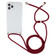 iPhone 15 Four-Corner Shockproof Transparent TPU Case with Lanyard - Wine Red