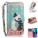 iPhone 15 3D Colored Horizontal Flip Leather Phone Case - Black White Cat