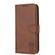 iPhone 15 Embossed Happy Cat Pattern Flip Leather Phone Case - Brown