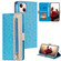 iPhone 15 Lace Pattern Double Button Zipper Leather Phone Case with Lanyard - Blue