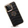 iPhone 15 Denior Crocodile Texture Genuine Leather Electroplating Phone Case - Black