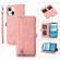 iPhone 15 Zipper Card Slot Buckle Wallet Leather Phone Case - Pink