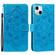 iPhone 15 Mandala Embossing Pattern Horizontal Flip Leather Phone Case - Blue