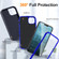 iPhone 15 Life Waterproof Rugged Phone Case - Dark Blue + Royal Blue