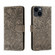 iPhone 15 Lace Flower Embossing Flip Leather Phone Case - Grey