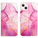 iPhone 15 PT003 Marble Pattern Flip Leather Phone Case - Pink Purple Gold LS001