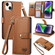 iPhone 15 Love Zipper Lanyard Leather Phone Case - Brown