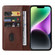 iPhone 15 Magnetic Closure Leather Phone Case - Brown