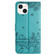 iPhone 15 Cat Embossing Pattern Leather Phone Case with Lanyard - Blue