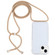 iPhone 15 Transparent Acrylic Airbag Shockproof Phone Protective Case with Lanyard - Camel