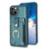 iPhone 15 BF27 Metal Ring Card Bag Holder Phone Case - Green iPhone 15 BF27 Metal Ring Card Bag Holder Phone Case - Green