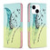 iPhone 15 Colored Drawing Pattern Leather Phone Case - Feather