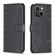 iPhone 15 Plaid Embossed Leather Phone Case - Black