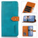 iPhone 15 KHAZNEH Dual-color Cowhide Texture Flip Leather Phone Case  - Blue