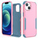 iPhone 15 Commuter Shockproof TPU + PC Phone Case - Pink+Grey Green