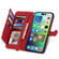 iPhone 15 Embossed Flower Zipper Leather Phone Case - Red