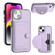 iPhone 15 Shockproof Leather Phone Case with Card Holder - Purple