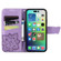 iPhone 15 Butterfly Love Flower Embossed Leather Phone Case - Light Purple