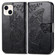 iPhone 15 Butterfly Love Flower Embossed Leather Phone Case - Black