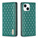 iPhone 15 Diamond Lattice Magnetic Leather Flip Phone Case - Green