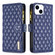 iPhone 15 Diamond Lattice Zipper Wallet Leather Flip Phone Case - Blue