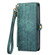 iPhone 15 Geometric Zipper Wallet Side Buckle Leather Phone Case - Green