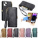 iPhone 15 Geometric Zipper Wallet Side Buckle Leather Phone Case - Green