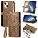 iPhone 15 Geometric Zipper Wallet Side Buckle Leather Phone Case - Brown