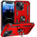iPhone 15 Shockproof TPU + PC Phone Case with Holder - Red