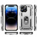 iPhone 15 Shockproof TPU + PC Phone Case with Holder - Silver