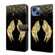 iPhone 15 Crystal 3D Shockproof Protective Leather Phone Case - Golden Wings