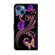 iPhone 15 Crystal 3D Shockproof Protective Leather Phone Case - Purple Flower Butterfly