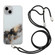 iPhone 15 Plus Hollow Marble Pattern TPU Shockproof Phone Case with Rope - Black