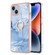iPhone 15 Plus Electroplating Marble Dual-side IMD Phone Case with Ring - Blue 018