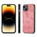 iPhone 15 Plus ENKAY Retro Leather Skin PC Phone Case with High Aluminum-silicon Glass Film - Pink