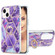 iPhone 15 Plus Electroplating Splicing Marble Pattern IMD TPU Shockproof Case with Ring Holder - Dark Purple iPhone 15 Plus Electroplating Splicing Marble Pattern IMD TPU Shockproof Case with Ring Holder - Dark Purple
