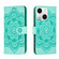 iPhone 15 Plus Sun Mandala Embossing Leather Phone Case - Green