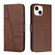 iPhone 15 Plus Stitching Calf Texture Buckle Leather Phone Case - Brown