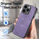 iPhone 15 Plus Vintage Leather PC Back Cover Phone Case - Purple