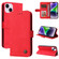 iPhone 15 Plus Skin Feel Life Tree Leather Phone Case - Red