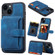 iPhone 15 Plus Skin Feel Dream RFID Anti-theft PU Card Bag Phone Case - Peacock Blue