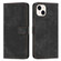 iPhone 15 Plus Skin Feel Stripe Pattern Leather Phone Case with Lanyard - Black