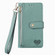 iPhone 15 Plus Love Zipper Lanyard Leather Phone Case - Green