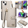 iPhone 15 Plus Love Zipper Lanyard Leather Phone Case - Gray