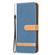 iPhone 15 Plus Color Block Denim Texture Leather Phone Case - Dark Blue