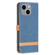 iPhone 15 Plus Color Block Denim Texture Leather Phone Case - Dark Blue