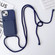 iPhone 15 Plus Crossbody Lanyard Elastic Silicone Card Holder Phone Case - Dark Blue