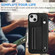 iPhone 15 Plus Shockproof Leather Phone Case with Wrist Strap - Black
